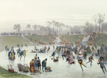 Skatere på søen ved Bois de Boulogne